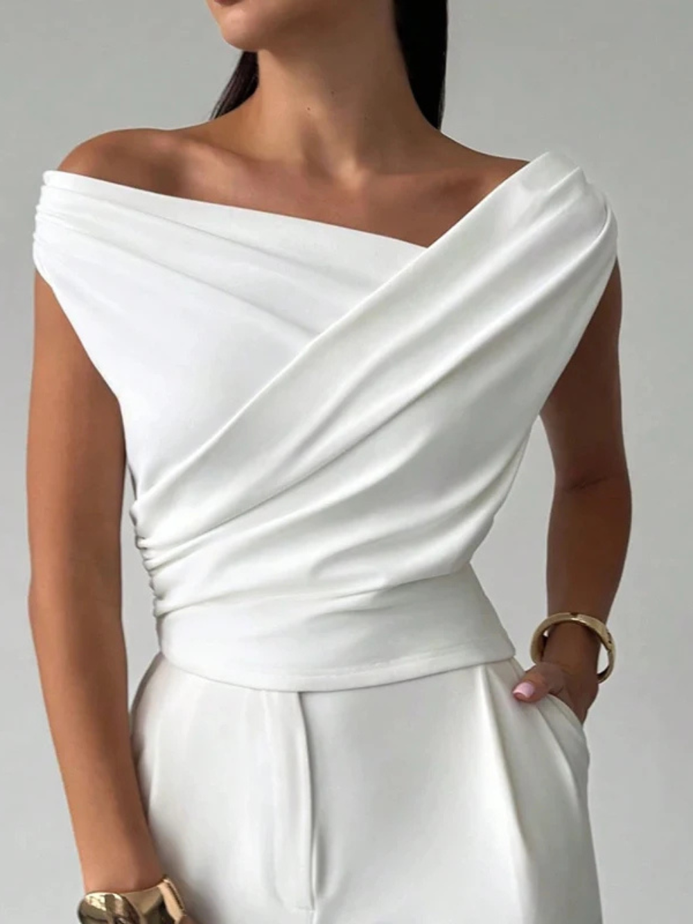 Elegant Slash Neck Top