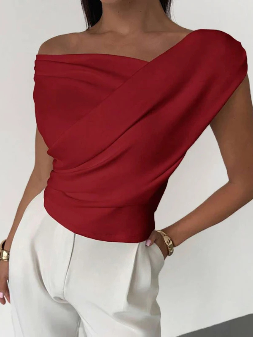 Elegant Slash Neck Top