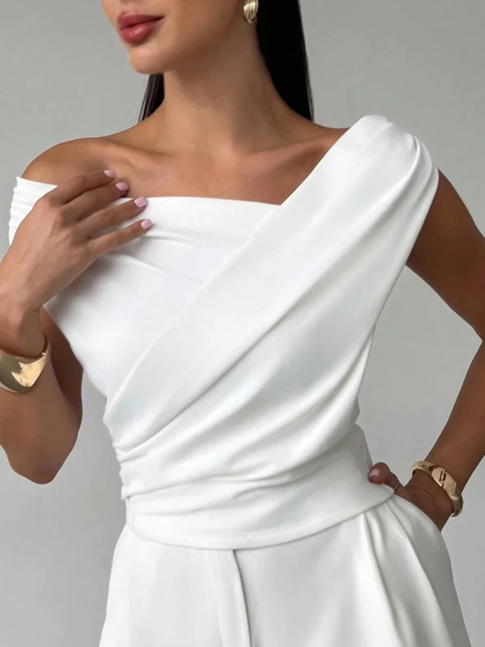 Elegant Slash Neck Top